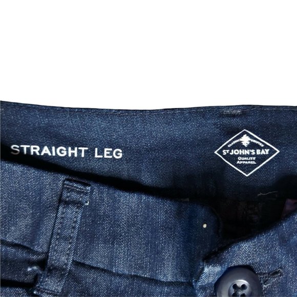 St. Johns Bay Mid Rise Straight Jeans Medium Wash Petite 2P New - Picture 3 of 3